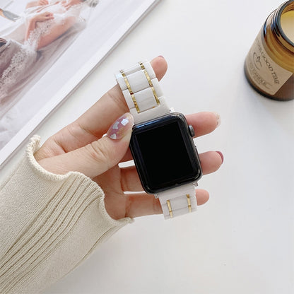 Bracelets de rechange en acier céramique à cinq perles pour la série Apple Watch, 7 45mm / 6 & SE & 5 & 4 44mm / 3 & 2 & 1 42mm, 7 41mm / 6 & SE & 5 & 4 40mm / 3 & 2 & 1 38mm