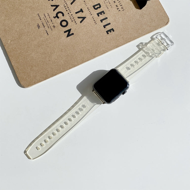 Décoloration dans les bracelets de montre de remplacement en TPU clair pour la série Apple Watch, 7 45mm / 6 & SE & 5 & 4 44mm / 3 & 2 & 1 42mm, 7 41mm / 6 & SE & 5 & 4 40mm / 3 & 2 & 1 38mm
