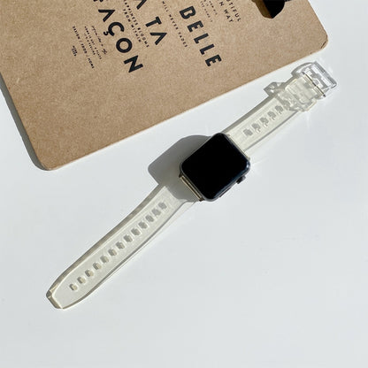 Décoloration dans les bracelets de montre de remplacement en TPU clair pour la série Apple Watch, 7 45mm / 6 & SE & 5 & 4 44mm / 3 & 2 & 1 42mm, 7 41mm / 6 & SE & 5 & 4 40mm / 3 & 2 & 1 38mm