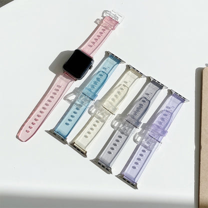 Décoloration dans les bracelets de montre de remplacement en TPU clair pour la série Apple Watch, 7 45mm / 6 & SE & 5 & 4 44mm / 3 & 2 & 1 42mm, 7 41mm / 6 & SE & 5 & 4 40mm / 3 & 2 & 1 38mm