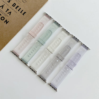 Décoloration dans les bracelets de montre de remplacement en TPU clair pour la série Apple Watch, 7 45mm / 6 & SE & 5 & 4 44mm / 3 & 2 & 1 42mm, 7 41mm / 6 & SE & 5 & 4 40mm / 3 & 2 & 1 38mm