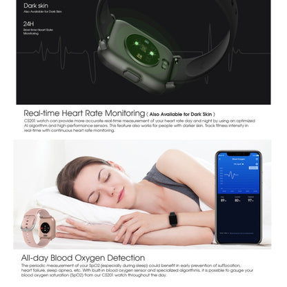 CS201 1,3 pouces écran couleur TFT IP68 montre intelligente de sport étanche, prise en charge de la surveillance du sommeil/surveillance de la fréquence cardiaque/surveillance de l'oxygène sanguin/poussée de message