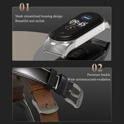 Pour Xiaomi Mi Band 6/5/4/3 CS Bracelet de remplacement en cuir microfibre
