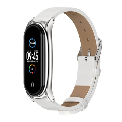 Pour Xiaomi Mi Band 6/5/4/3 Mijobs boîtier en métal Crazy Horse Texture PU microfibre Plus bracelet de montre de remplacement