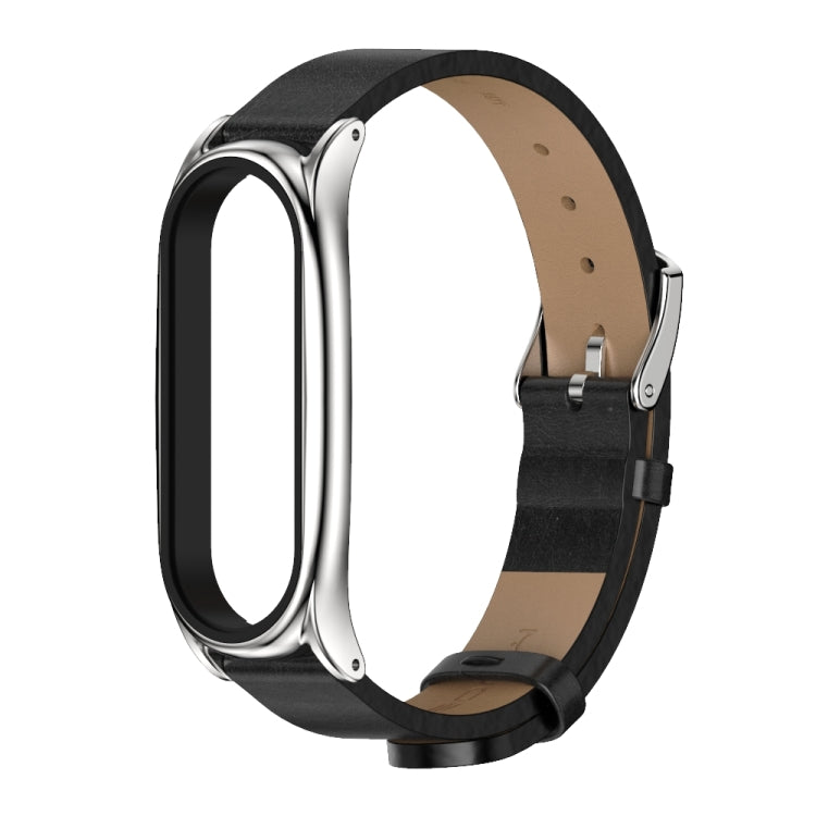 Pour Xiaomi Mi Band 6/5/4/3 Mijobs boîtier en métal Crazy Horse Texture PU microfibre Plus bracelet de montre de remplacement