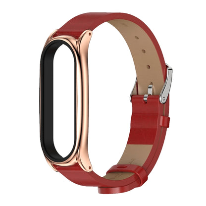 Pour Xiaomi Mi Band 6/5/4/3 Mijobs boîtier en métal Crazy Horse Texture PU microfibre Plus bracelet de montre de remplacement