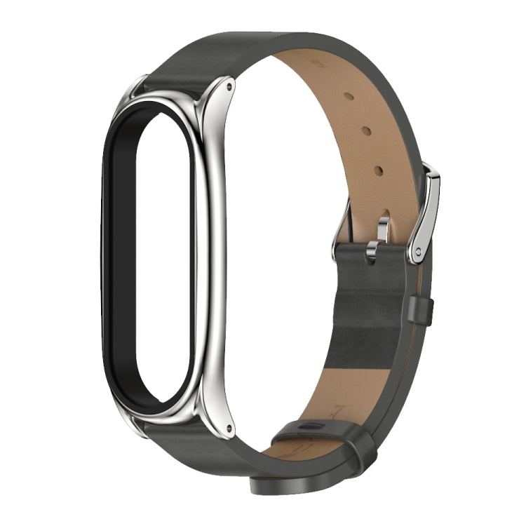 Pour Xiaomi Mi Band 6/5/4/3 Mijobs boîtier en métal Crazy Horse Texture PU microfibre Plus bracelet de montre de remplacement