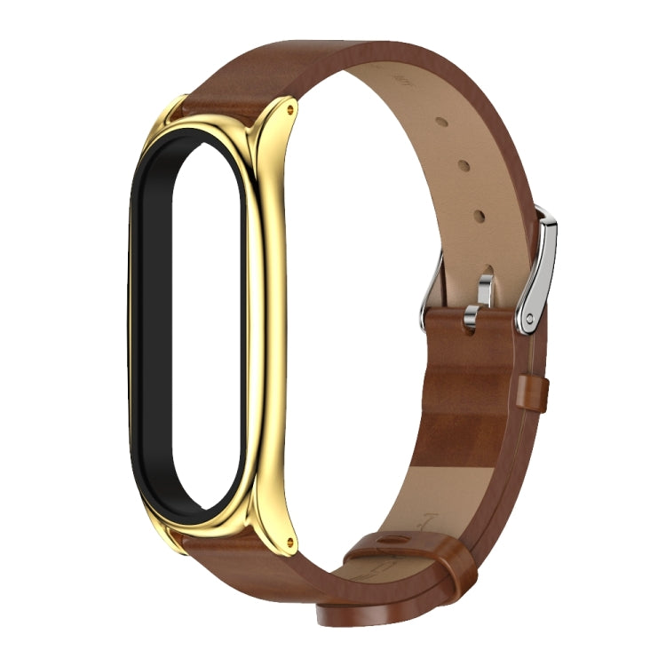 Pour Xiaomi Mi Band 6/5/4/3 Mijobs boîtier en métal Crazy Horse Texture PU microfibre Plus bracelet de montre de remplacement