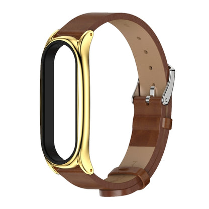 Pour Xiaomi Mi Band 6/5/4/3 Mijobs boîtier en métal Crazy Horse Texture PU microfibre Plus bracelet de montre de remplacement