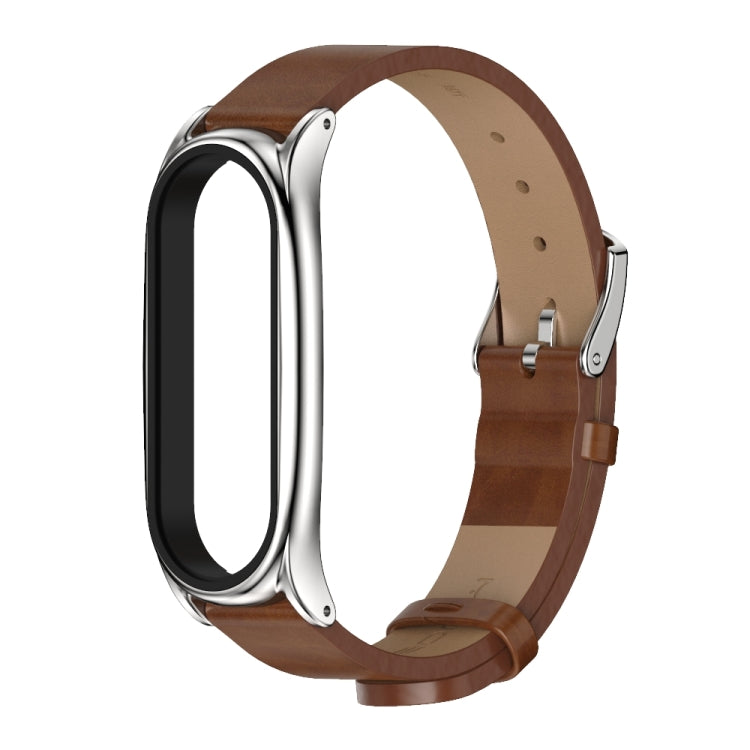 Pour Xiaomi Mi Band 6/5/4/3 Mijobs boîtier en métal Crazy Horse Texture PU microfibre Plus bracelet de montre de remplacement