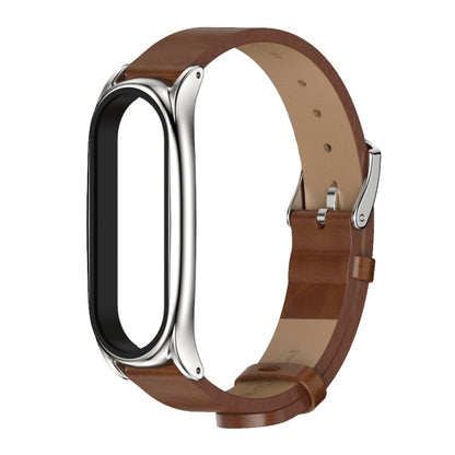 Pour Xiaomi Mi Band 6/5/4/3 Mijobs boîtier en métal Crazy Horse Texture PU microfibre Plus bracelet de montre de remplacement