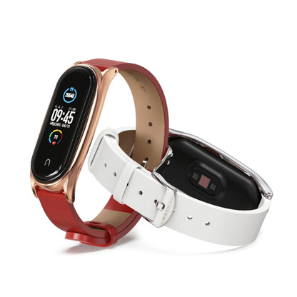 Pour Xiaomi Mi Band 6/5/4/3 Mijobs boîtier en métal Crazy Horse Texture PU microfibre Plus bracelet de montre de remplacement