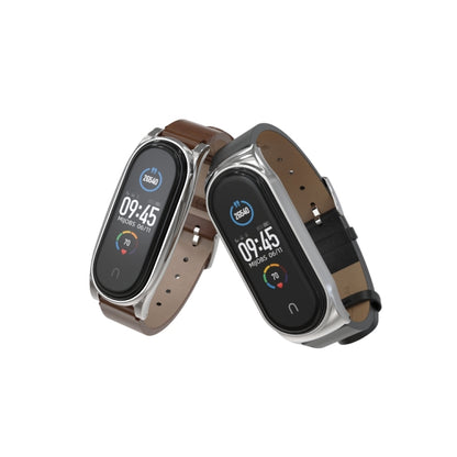Pour Xiaomi Mi Band 6/5/4/3 Mijobs boîtier en métal Crazy Horse Texture PU microfibre Plus bracelet de montre de remplacement