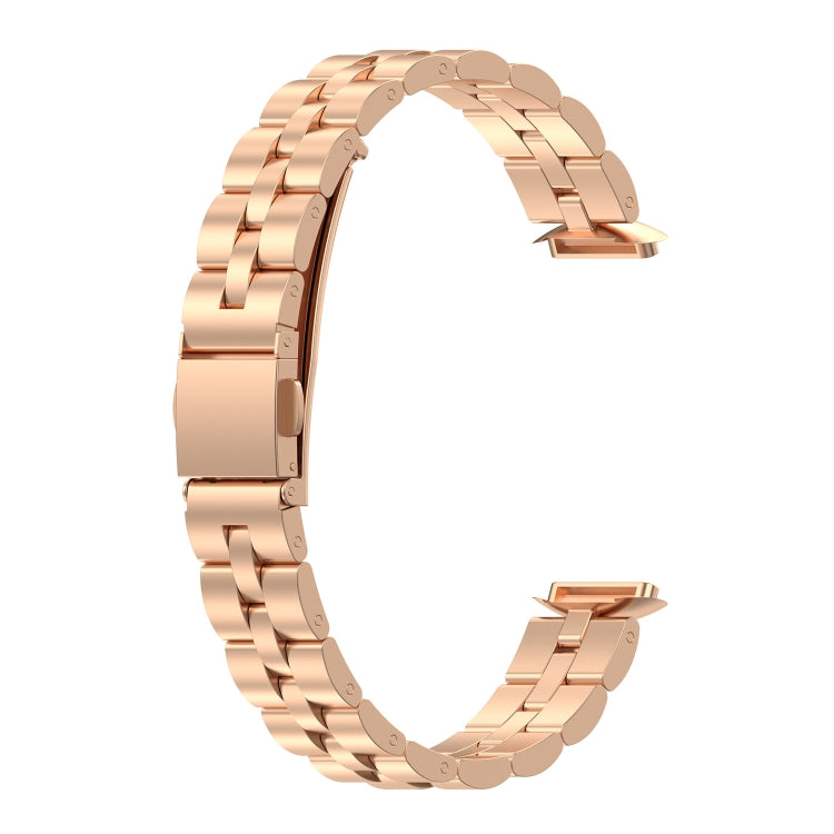 Pour Fitbit Luxe édition spéciale trois perles en acier inoxydable boucle plate bracelet de remplacement bracelet de montre