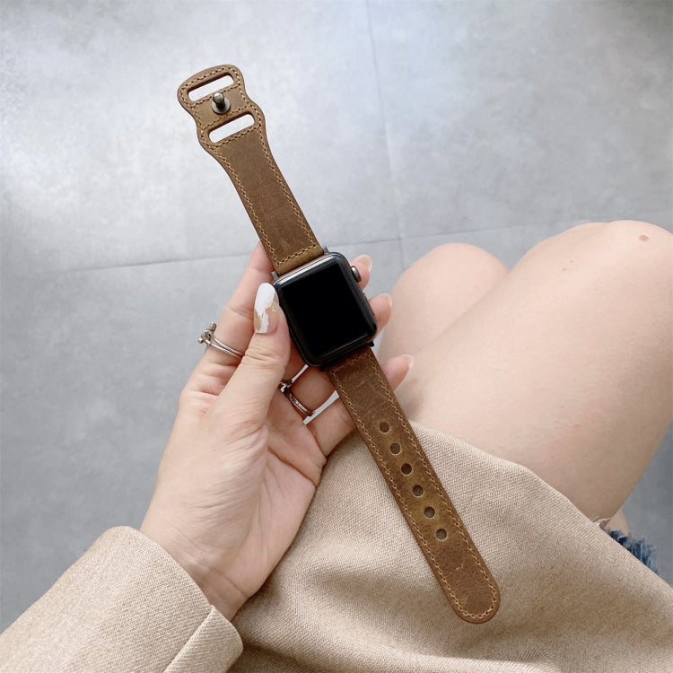 Bracelet de montre en cuir rétro à boucle en forme de 8 pour la série Apple Watch, 7 41mm / 6 & SE & 5 & 4 40mm / 3 & 2 & 1 38mm, 7 45mm / 6 & SE & 5 & 4 44mm / 3 & 2 & 1 42mm