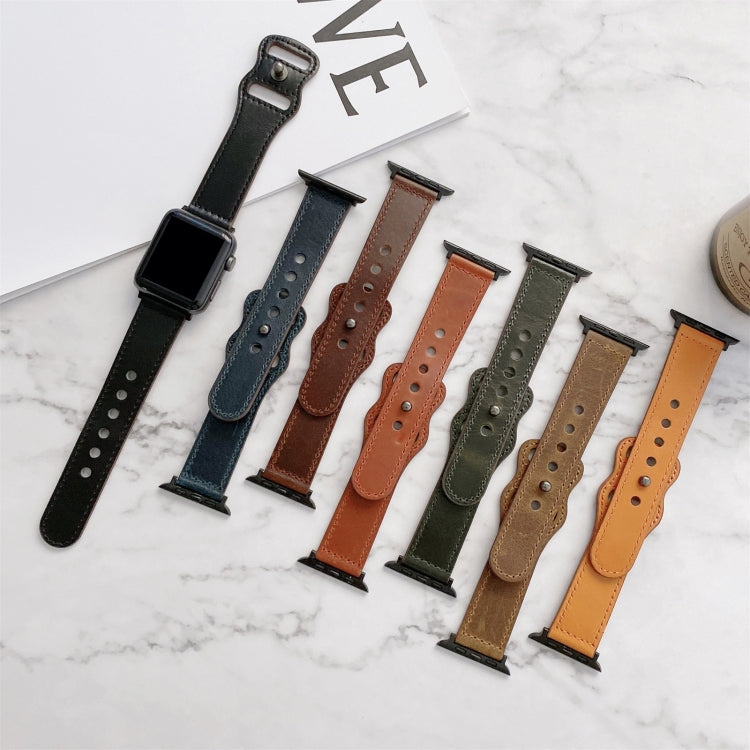 Bracelet de montre en cuir rétro à boucle en forme de 8 pour la série Apple Watch, 7 41mm / 6 & SE & 5 & 4 40mm / 3 & 2 & 1 38mm, 7 45mm / 6 & SE & 5 & 4 44mm / 3 & 2 & 1 42mm