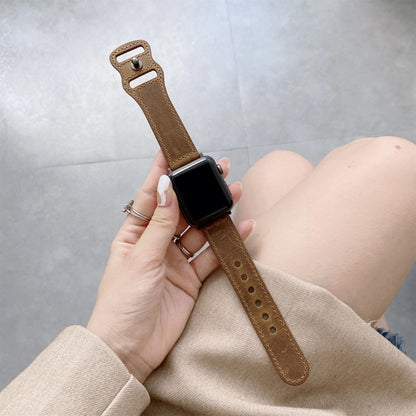 Bracelet de montre en cuir rétro à boucle en forme de 8 pour la série Apple Watch, 7 41mm / 6 & SE & 5 & 4 40mm / 3 & 2 & 1 38mm, 7 45mm / 6 & SE & 5 & 4 44mm / 3 & 2 & 1 42mm