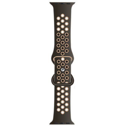 Bracelet de montre de remplacement en silicone liquide bicolore à boucle papillon pour la série Apple Watch, 7 41mm / 6 & SE & 5 & 4 40mm / 3 & 2 & 1 38mm, 7 45mm / 6 & SE & 5 & 4 44mm / 3 & 2 & 1 42mm