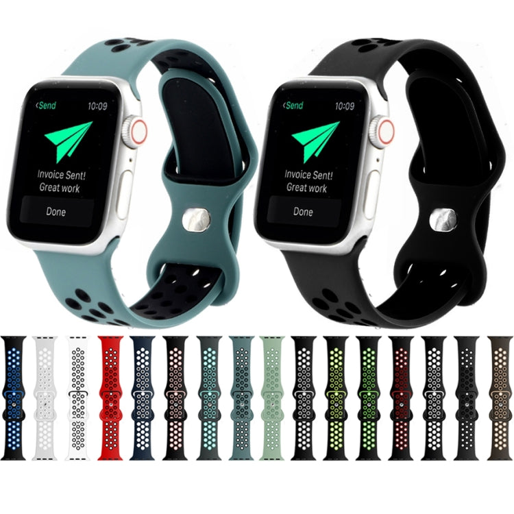 Bracelet de montre de remplacement en silicone liquide bicolore à boucle papillon pour la série Apple Watch, 7 41mm / 6 & SE & 5 & 4 40mm / 3 & 2 & 1 38mm, 7 45mm / 6 & SE & 5 & 4 44mm / 3 & 2 & 1 42mm