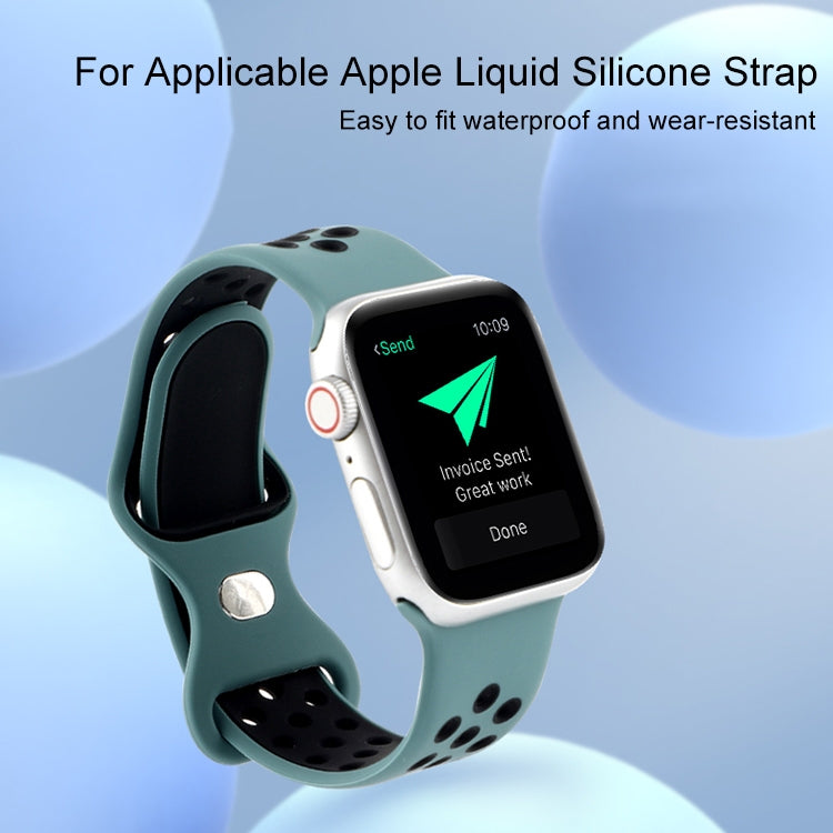 Bracelet de montre de remplacement en silicone liquide bicolore à boucle papillon pour la série Apple Watch, 7 41mm / 6 & SE & 5 & 4 40mm / 3 & 2 & 1 38mm, 7 45mm / 6 & SE & 5 & 4 44mm / 3 & 2 & 1 42mm