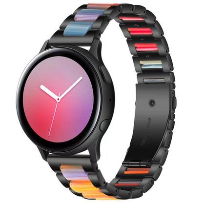 Bracelet de montre en acier + résine à trois perles, For Samsung Smart Watch 20mm, For Samsung Smart Watch 22mm