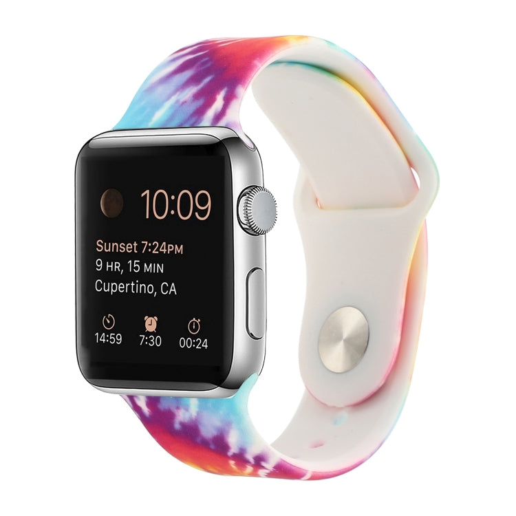Bracelet de montre de remplacement à motif peint en silicone pour la série Apple Watch, 7 45mm / 6 & SE & 5 & 4 44mm / 3 & 2 & 1 42mm, 7 41mm / 6 & SE & 5 & 4 40mm / 3 & 2 & 1 38mm