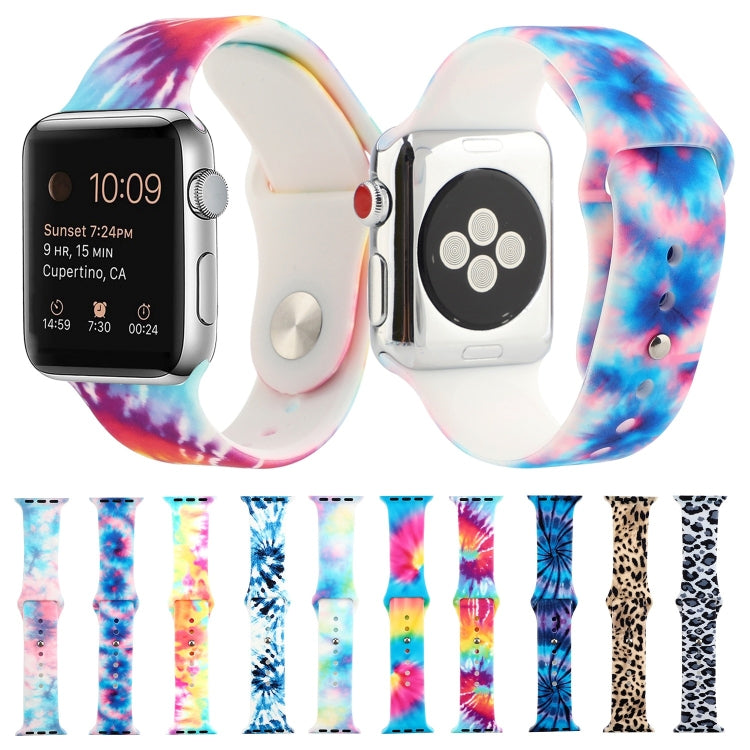 Bracelet de montre de remplacement à motif peint en silicone pour la série Apple Watch, 7 41mm / 6 & SE & 5 & 4 40mm / 3 & 2 & 1 38mm, 7 45mm / 6 & SE & 5 & 4 44mm / 3 & 2 & 1 42mm