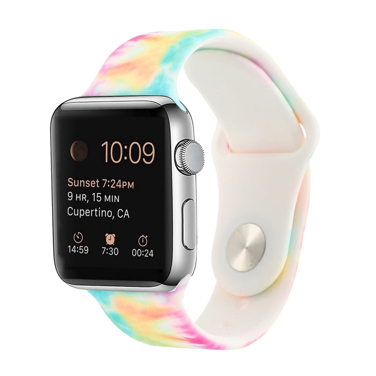 Bracelet de montre de remplacement à motif peint en silicone pour la série Apple Watch, 7 45mm / 6 & SE & 5 & 4 44mm / 3 & 2 & 1 42mm, 7 41mm / 6 & SE & 5 & 4 40mm / 3 & 2 & 1 38mm