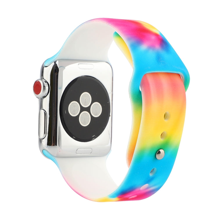 Bracelet de montre de remplacement à motif peint en silicone pour la série Apple Watch, 7 45mm / 6 & SE & 5 & 4 44mm / 3 & 2 & 1 42mm, 7 41mm / 6 & SE & 5 & 4 40mm / 3 & 2 & 1 38mm