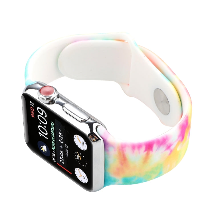 Bracelet de montre de remplacement à motif peint en silicone pour la série Apple Watch, 7 45mm / 6 & SE & 5 & 4 44mm / 3 & 2 & 1 42mm, 7 41mm / 6 & SE & 5 & 4 40mm / 3 & 2 & 1 38mm