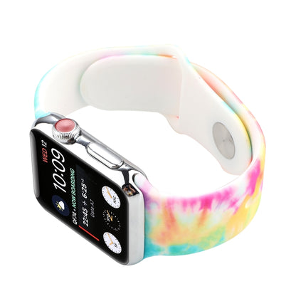 Bracelet de montre de remplacement à motif peint en silicone pour la série Apple Watch, 7 45mm / 6 & SE & 5 & 4 44mm / 3 & 2 & 1 42mm, 7 41mm / 6 & SE & 5 & 4 40mm / 3 & 2 & 1 38mm