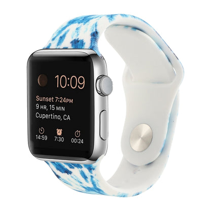 Bracelet de montre de remplacement à motif peint en silicone pour la série Apple Watch, 7 45mm / 6 & SE & 5 & 4 44mm / 3 & 2 & 1 42mm, 7 41mm / 6 & SE & 5 & 4 40mm / 3 & 2 & 1 38mm