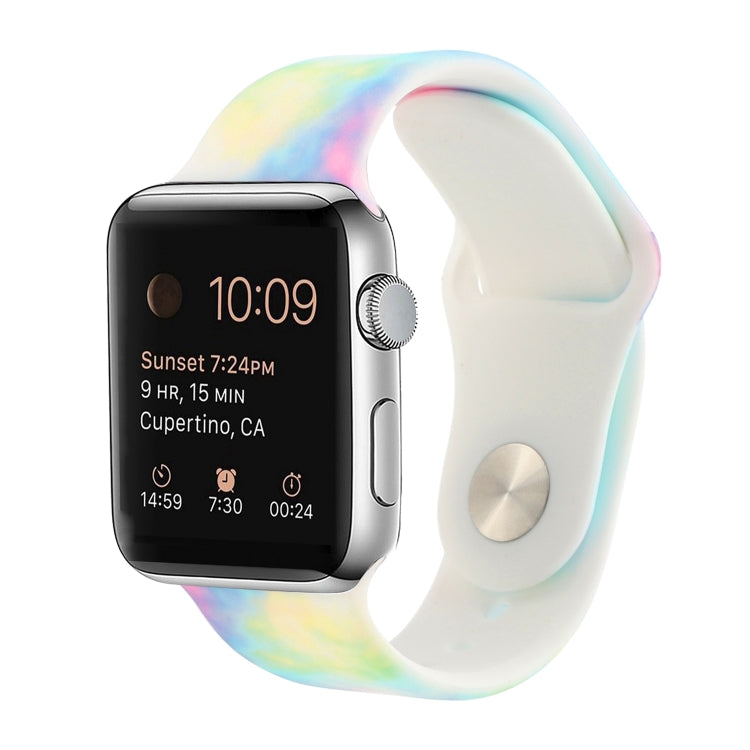 Bracelet de montre de remplacement à motif peint en silicone pour la série Apple Watch, 7 45mm / 6 & SE & 5 & 4 44mm / 3 & 2 & 1 42mm, 7 41mm / 6 & SE & 5 & 4 40mm / 3 & 2 & 1 38mm