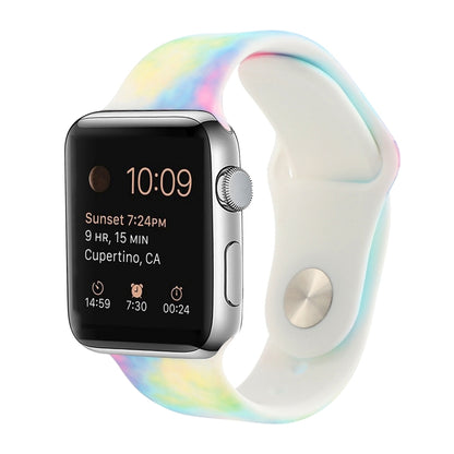 Bracelet de montre de remplacement à motif peint en silicone pour la série Apple Watch, 7 45mm / 6 & SE & 5 & 4 44mm / 3 & 2 & 1 42mm, 7 41mm / 6 & SE & 5 & 4 40mm / 3 & 2 & 1 38mm