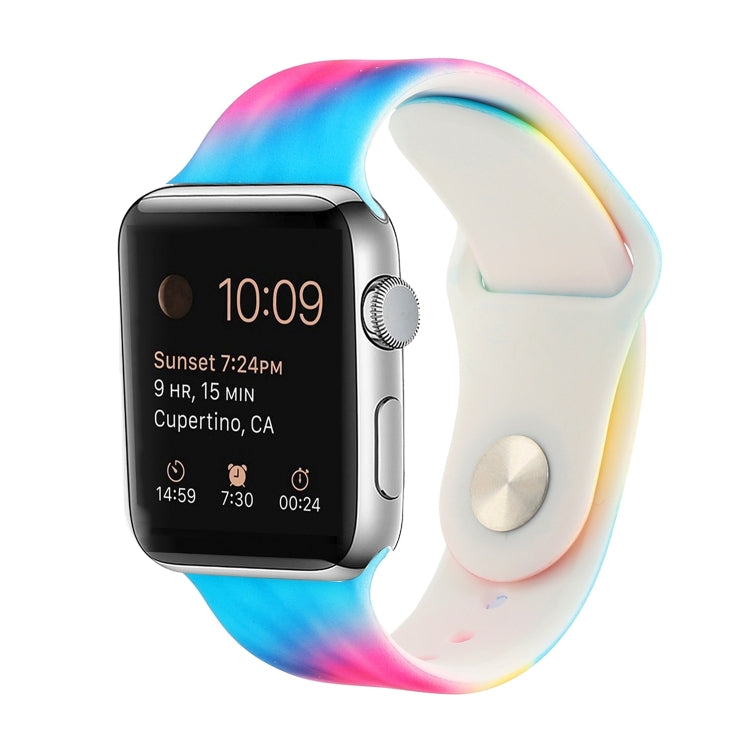 Bracelet de montre de remplacement à motif peint en silicone pour la série Apple Watch, 7 45mm / 6 & SE & 5 & 4 44mm / 3 & 2 & 1 42mm, 7 41mm / 6 & SE & 5 & 4 40mm / 3 & 2 & 1 38mm