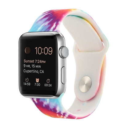 Bracelet de montre de remplacement à motif peint en silicone pour la série Apple Watch, 7 45mm / 6 & SE & 5 & 4 44mm / 3 & 2 & 1 42mm, 7 41mm / 6 & SE & 5 & 4 40mm / 3 & 2 & 1 38mm
