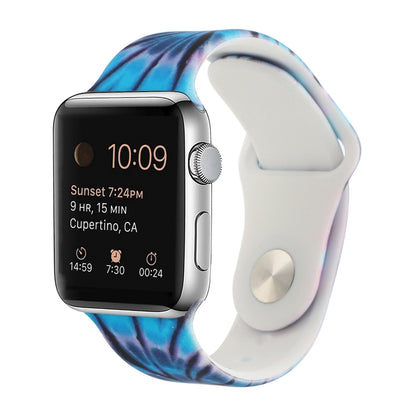 Bracelet de montre de remplacement à motif peint en silicone pour la série Apple Watch, 7 45mm / 6 & SE & 5 & 4 44mm / 3 & 2 & 1 42mm, 7 41mm / 6 & SE & 5 & 4 40mm / 3 & 2 & 1 38mm
