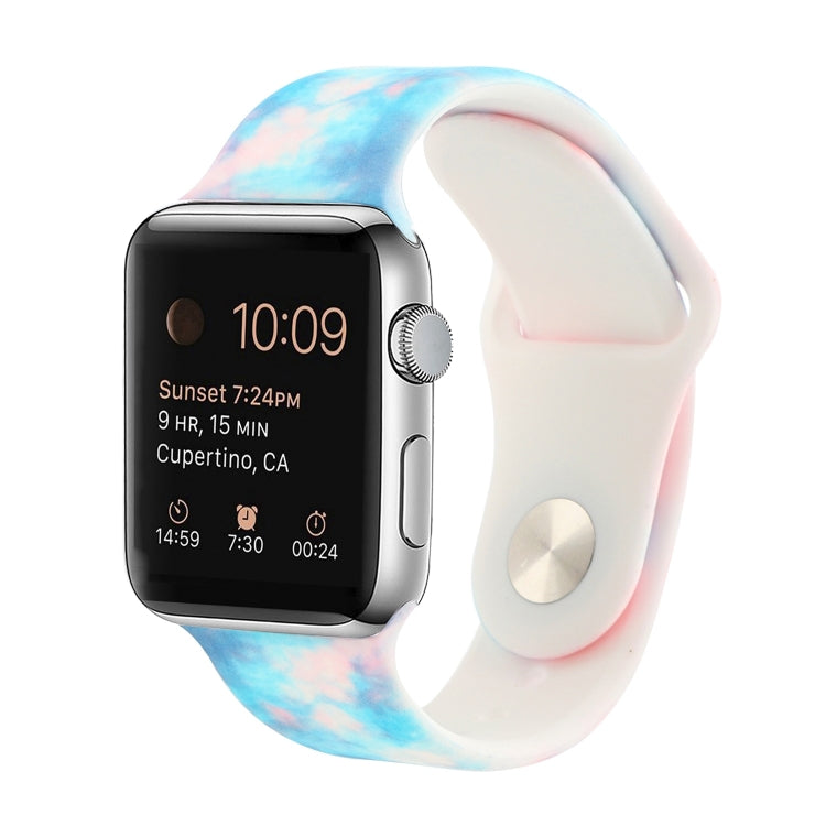 Bracelet de montre de remplacement à motif peint en silicone pour la série Apple Watch, 7 45mm / 6 & SE & 5 & 4 44mm / 3 & 2 & 1 42mm, 7 41mm / 6 & SE & 5 & 4 40mm / 3 & 2 & 1 38mm