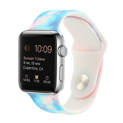 Bracelet de montre de remplacement à motif peint en silicone pour la série Apple Watch, 7 45mm / 6 & SE & 5 & 4 44mm / 3 & 2 & 1 42mm, 7 41mm / 6 & SE & 5 & 4 40mm / 3 & 2 & 1 38mm