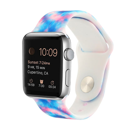 Bracelet de montre de remplacement à motif peint en silicone pour la série Apple Watch, 7 45mm / 6 & SE & 5 & 4 44mm / 3 & 2 & 1 42mm, 7 41mm / 6 & SE & 5 & 4 40mm / 3 & 2 & 1 38mm