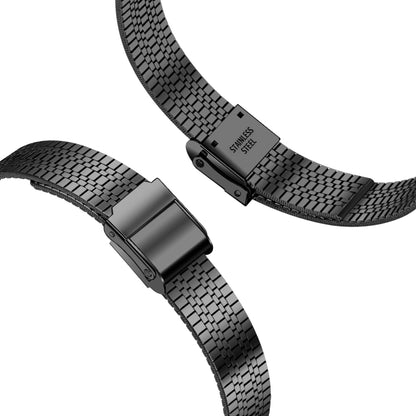 Bracelet de montre de remplacement en acier mince à boucle de sécurité double à sept perles de 14 mm pour la série Apple Watch, 7 41mm / 6 & SE & 5 & 4 40mm / 3 & 2 & 1 38mm, 7 45mm / 6 & SE & 5 & 4 44mm / 3 & 2 & 1 42mm