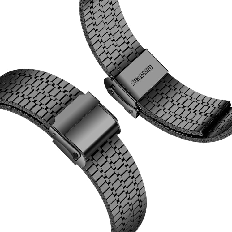Bracelet de montre en acier à double boucle de sécurité à sept perles pour la série Apple Watch, 7 41mm / 6 & SE & 5 & 4 40mm / 3 & 2 & 1 38mm, 7 45mm / 6 & SE & 5 & 4 44mm / 3 & 2 & 1 42mm