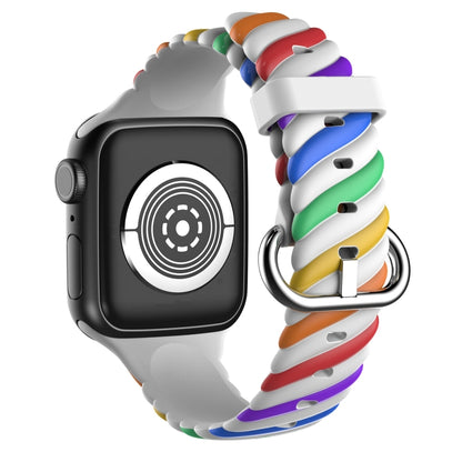 Bracelet de montre de remplacement en silicone Twist bicolore pour la série Apple Watch, 7 41mm / 6 & SE & 5 & 4 40mm / 3 & 2 & 1 38mm, 7 45mm / 6 & SE & 5 & 4 44mm / 3 & 2 & 1 42mm