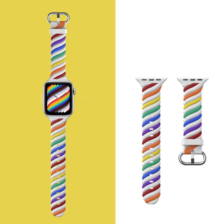 Bracelet de montre de remplacement en silicone Twist bicolore pour la série Apple Watch, 7 41mm / 6 & SE & 5 & 4 40mm / 3 & 2 & 1 38mm, 7 45mm / 6 & SE & 5 & 4 44mm / 3 & 2 & 1 42mm