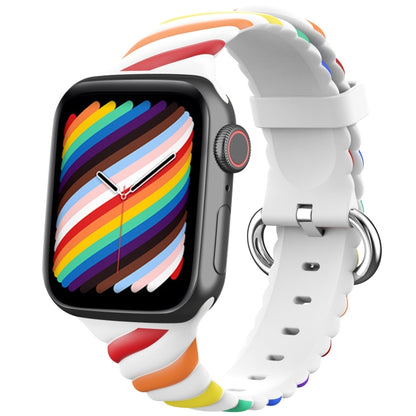 Bracelet de montre de remplacement en silicone Twist bicolore pour la série Apple Watch, 7 41mm / 6 & SE & 5 & 4 40mm / 3 & 2 & 1 38mm, 7 45mm / 6 & SE & 5 & 4 44mm / 3 & 2 & 1 42mm