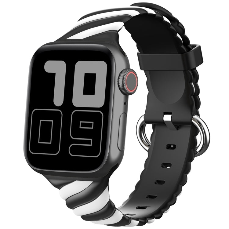 Bracelet de montre de remplacement en silicone Twist bicolore pour la série Apple Watch, 7 41mm / 6 & SE & 5 & 4 40mm / 3 & 2 & 1 38mm, 7 45mm / 6 & SE & 5 & 4 44mm / 3 & 2 & 1 42mm