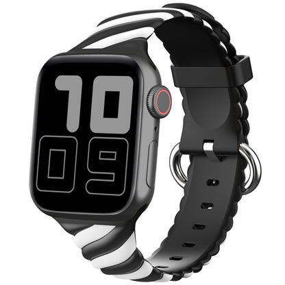 Bracelet de montre de remplacement en silicone Twist bicolore pour la série Apple Watch, 7 41mm / 6 & SE & 5 & 4 40mm / 3 & 2 & 1 38mm, 7 45mm / 6 & SE & 5 & 4 44mm / 3 & 2 & 1 42mm