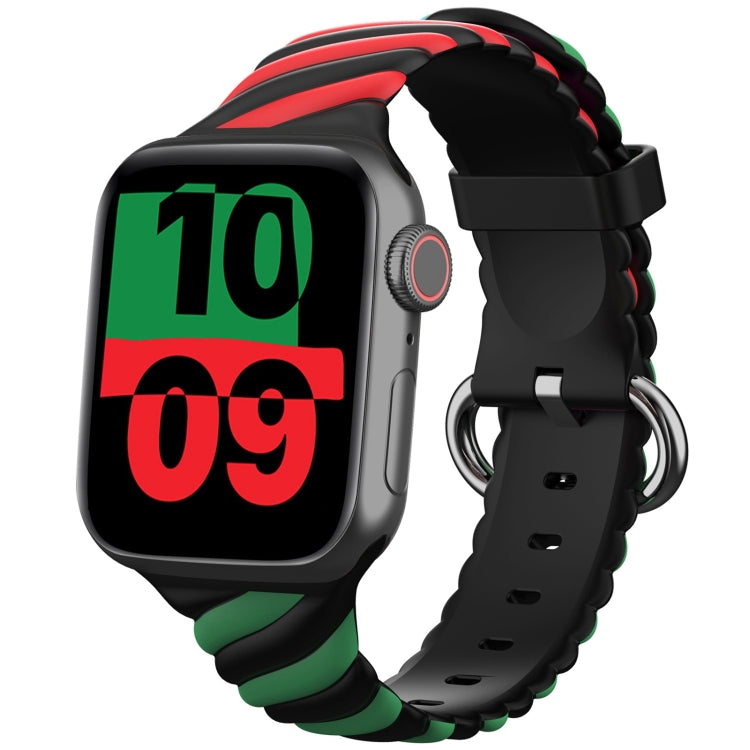 Bracelet de montre de remplacement en silicone Twist bicolore pour la série Apple Watch, 7 41mm / 6 & SE & 5 & 4 40mm / 3 & 2 & 1 38mm, 7 45mm / 6 & SE & 5 & 4 44mm / 3 & 2 & 1 42mm
