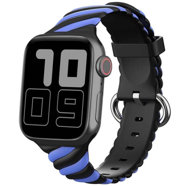 Bracelet de montre de remplacement en silicone Twist bicolore pour la série Apple Watch, 7 41mm / 6 & SE & 5 & 4 40mm / 3 & 2 & 1 38mm, 7 45mm / 6 & SE & 5 & 4 44mm / 3 & 2 & 1 42mm