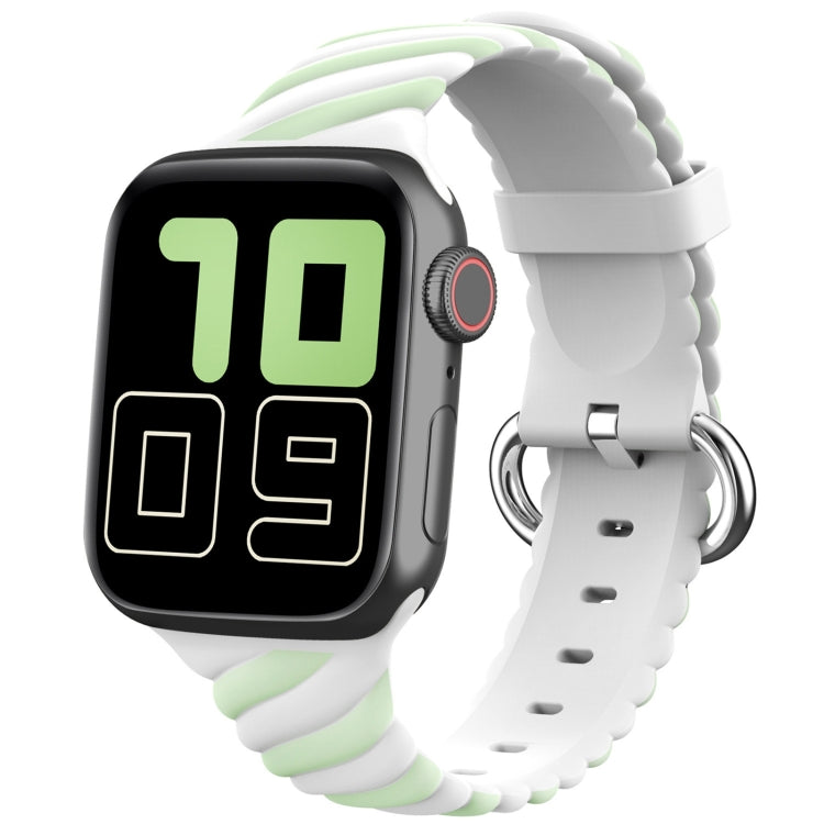Bracelet de montre de remplacement en silicone Twist bicolore pour la série Apple Watch, 7 41mm / 6 & SE & 5 & 4 40mm / 3 & 2 & 1 38mm, 7 45mm / 6 & SE & 5 & 4 44mm / 3 & 2 & 1 42mm